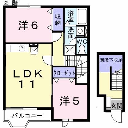 フォワージュI・II(2LDK/2階)の間取り写真