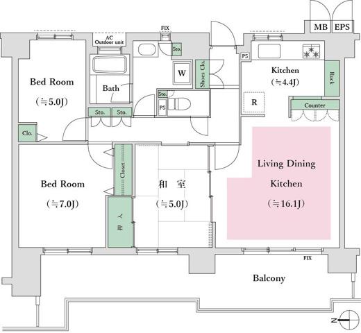 国分寺パークハウス(3LDK/8階)の間取り写真