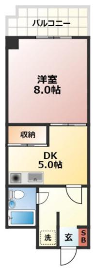 二勝BLDG8(1K/2階)の間取り写真