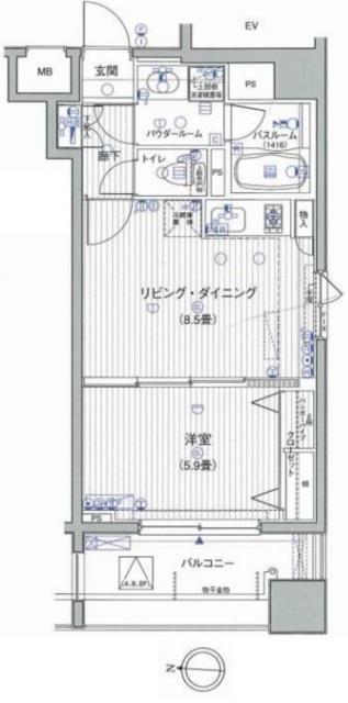 ラグジュアリーアパートメント三ノ輪(1LDK/2階)の間取り写真