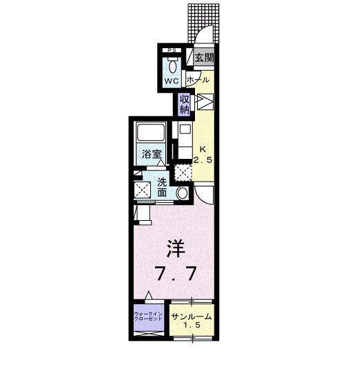 アパイサント(1K/1階)の間取り写真