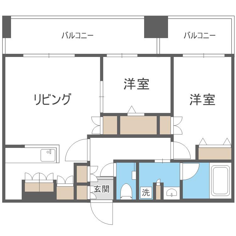 MJ SQUARE KOTONI(2LDK/13階)の間取り写真