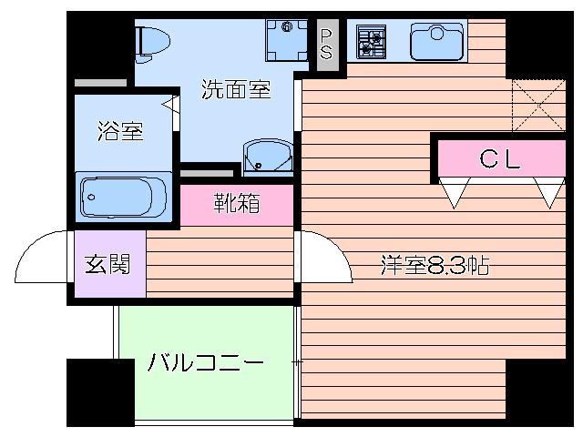 GRANDSTEADY徳井町KSCOURT東本町(ワンルーム/3階)の間取り写真