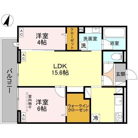 NOBLE RAFFINER戸塚東 A(2LDK/2階)の間取り写真