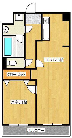 フロンティア八天(1LDK/4階)の間取り写真