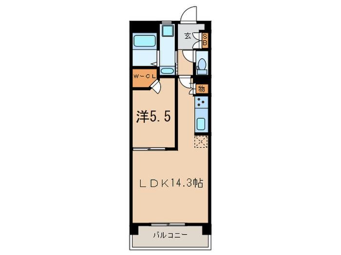 AMBIENTE経堂(1LDK/2階)の間取り写真