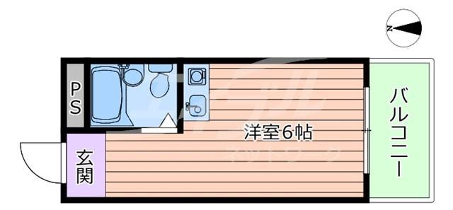 岸部ハイツ(ワンルーム/3階)の間取り写真