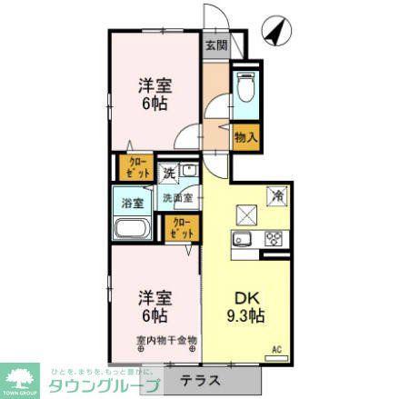 ラークヒルズ(2DK/1階)の間取り写真