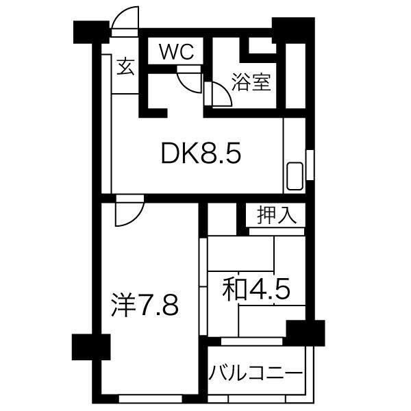池下ウエストマンション(2DK/4階)の間取り写真