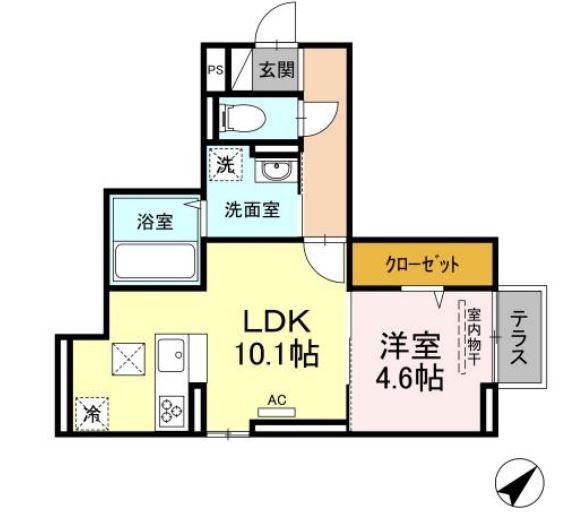 RESIDENCE阿知(1LDK/1階)の間取り写真