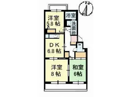 ベイヒル宮島口(3DK/2階)の間取り写真