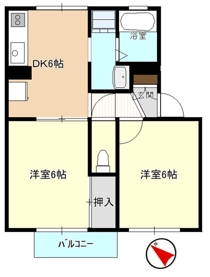 セジュール高野 B棟(2DK/2階)の間取り写真