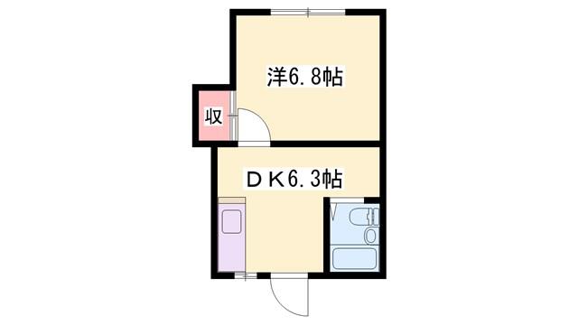 ヒルハイツC棟(1DK/3階)の間取り写真