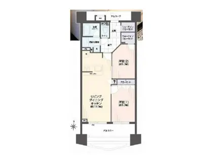 クレアトール両国(2LDK/7階)の間取り写真