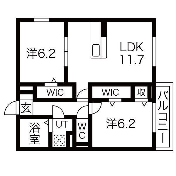 LES ENS FAMIIAUX IX(2LDK/2階)の間取り写真