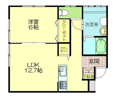 ベルフルール(1LDK/2階)の間取り写真