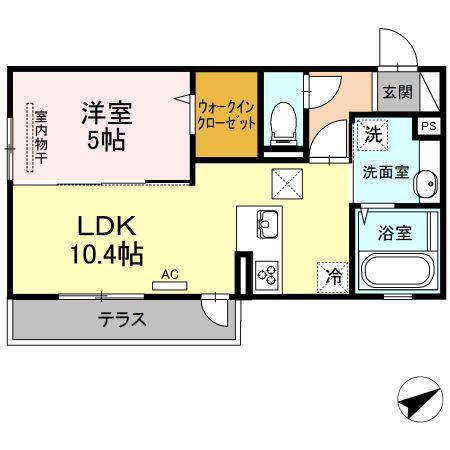 ベルマーレ(1LDK/1階)の間取り写真