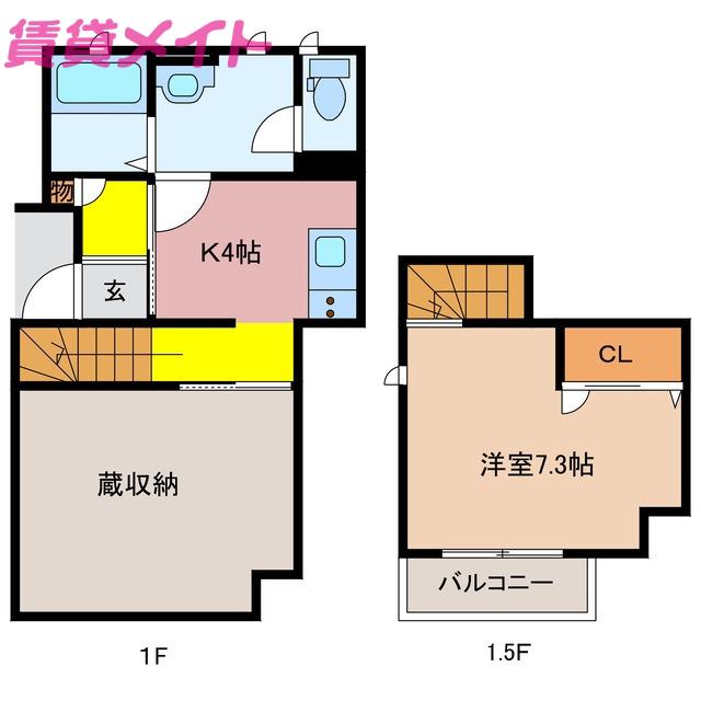KURAMORE DE COCO(1K/1階)の間取り写真