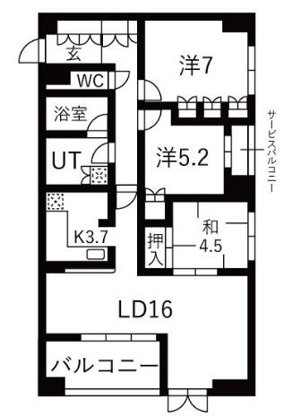 ヴァンデュールアッシュ南船場(3LDK/11階)の間取り写真