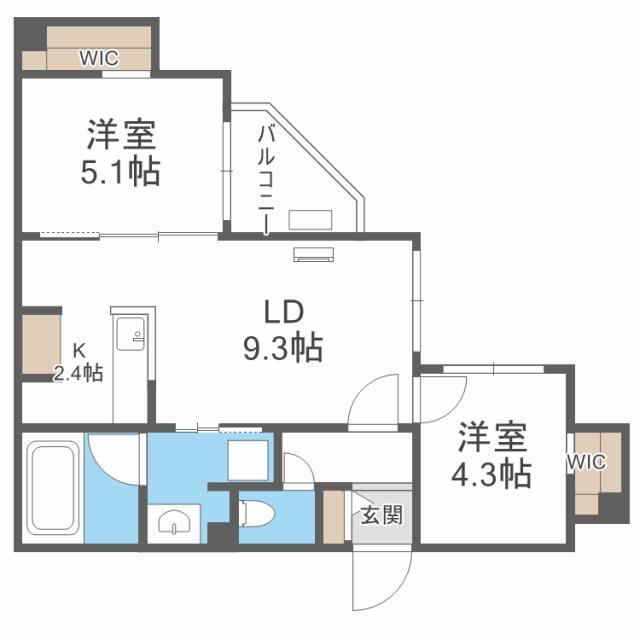 TERRACE SAKURA テラスサクラ(2LDK/5階)の間取り写真