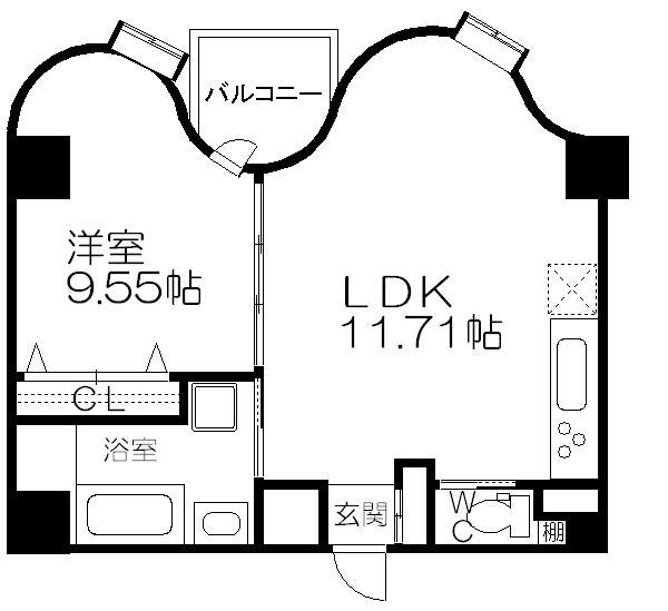 ゼウスアルファ(1LDK/8階)の間取り写真
