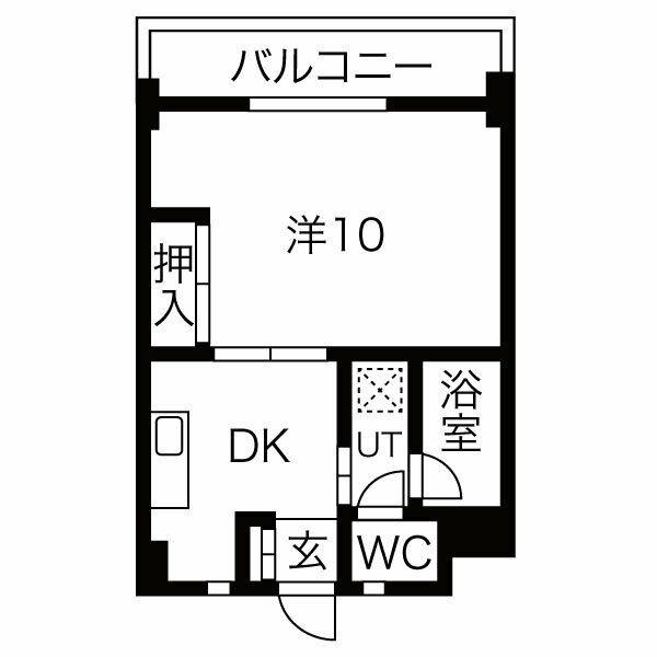グリーンハイツ徳川(1DK/1階)の間取り写真