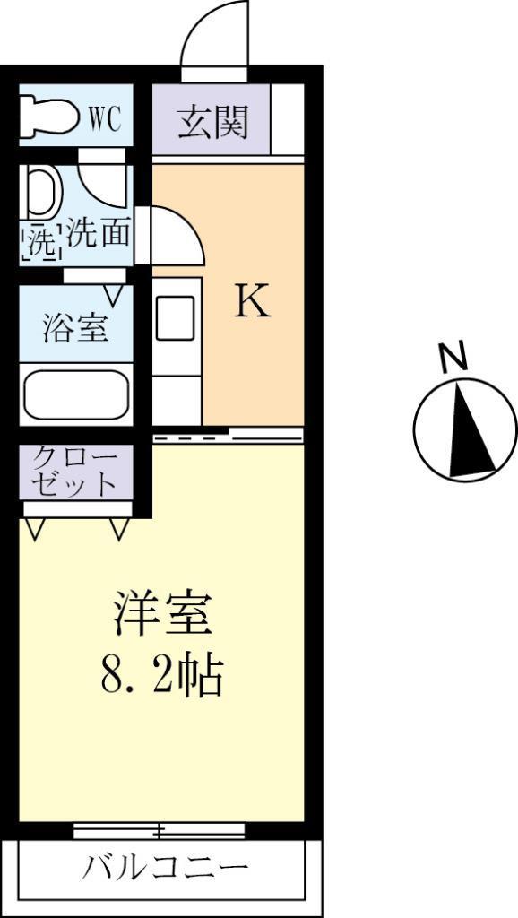 マイユクール(1K/3階)の間取り写真