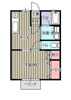 コーポYE(1DK/2階)の間取り写真