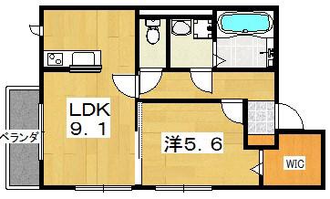 ASUR(1LDK/2階)の間取り写真