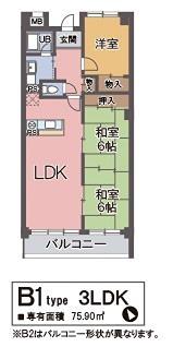 アルカディアン東豊中(3LDK/2階)の間取り写真