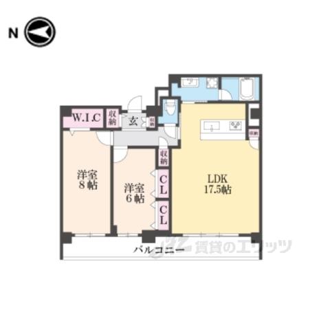 ROUAGE御所南(2LDK/3階)の間取り写真