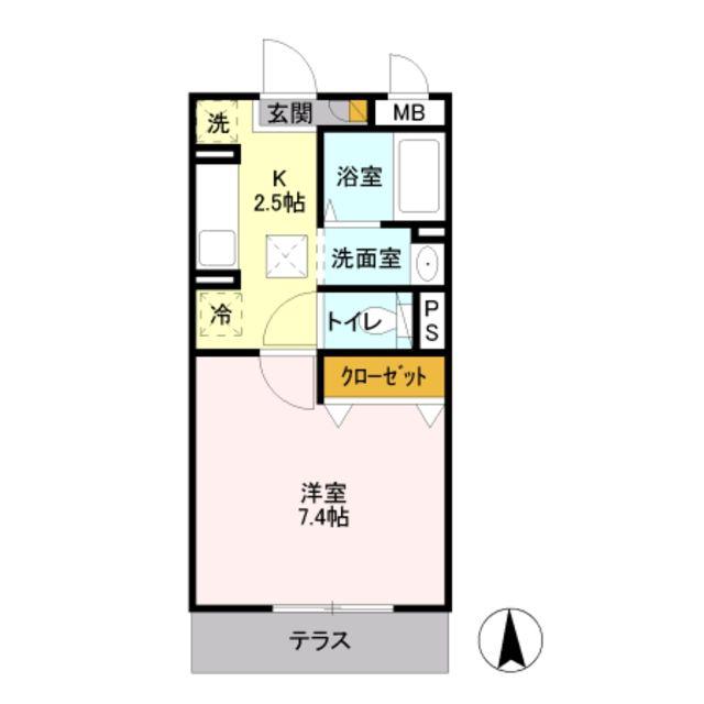 ソレイユ柏陽(1K/2階)の間取り写真