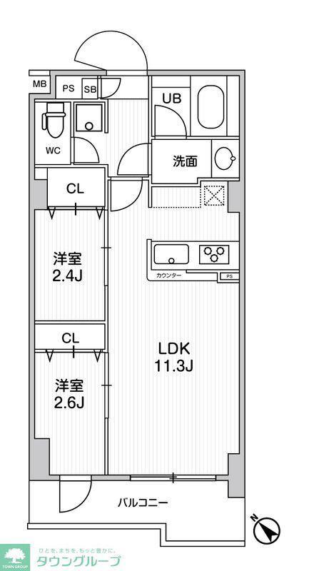 ドゥーエ曳舟(2LDK/4階)の間取り写真
