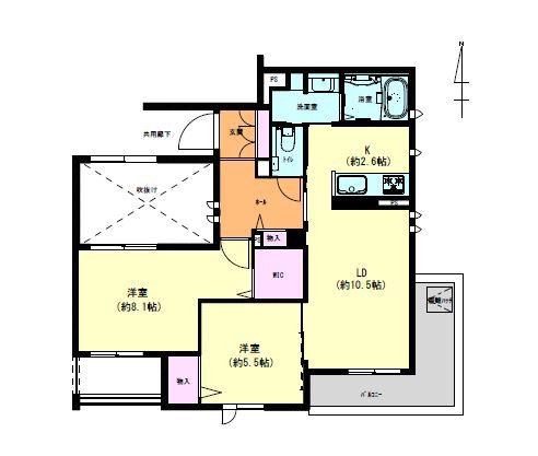 フォンテ逆瀬川(2LDK/2階)の間取り写真