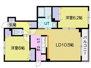 サニーガーデン I(2LDK/1階)の間取り写真