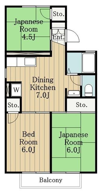 レジデンス三鷹(3DK/1階)の間取り写真