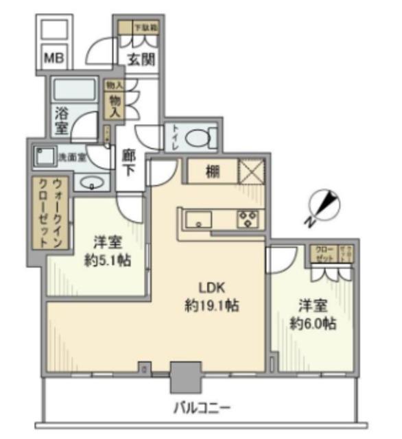 リヴァリエ B棟(2LDK/3階)の間取り写真
