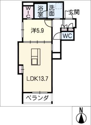 MARRONEUCHIYAMA(1LDK/2階)の間取り写真