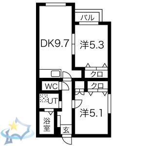 NEST円山(2LDK/2階)の間取り写真