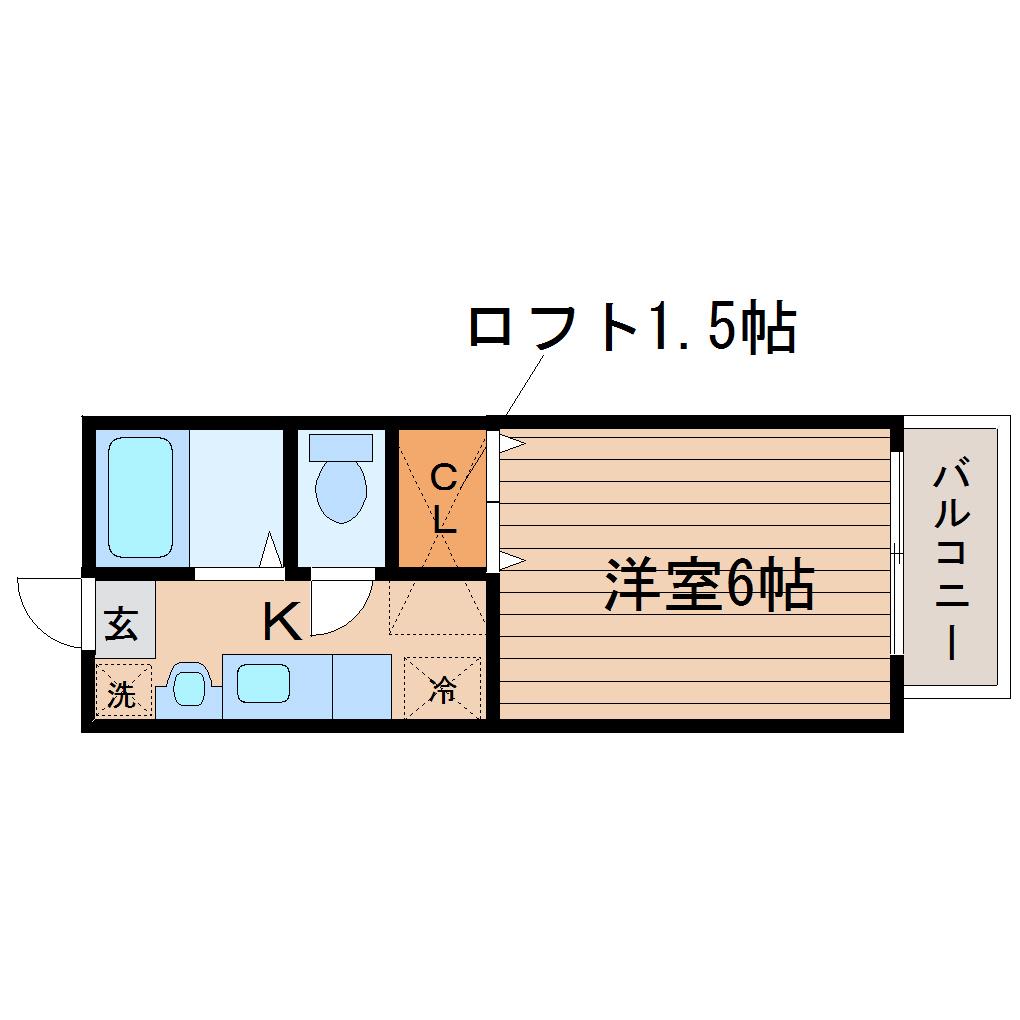 デモーラ小田原(1K/2階)の間取り写真