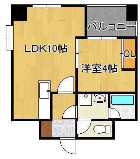 ウィングス砂津(1LDK/9階)の間取り写真