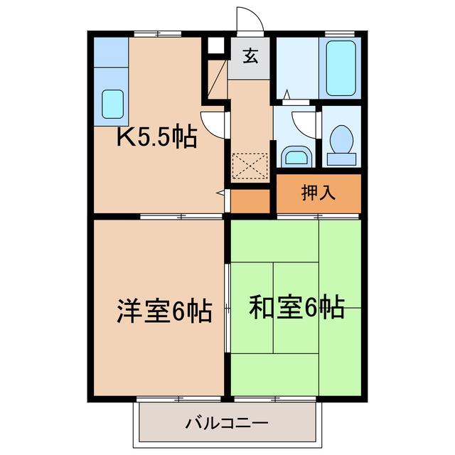 サンセレニティ(2K/2階)の間取り写真