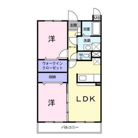 メロウヒルズ(2LDK/1階)の間取り写真