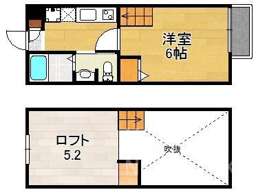 ロフティ北野の森(1K/1階)の間取り写真