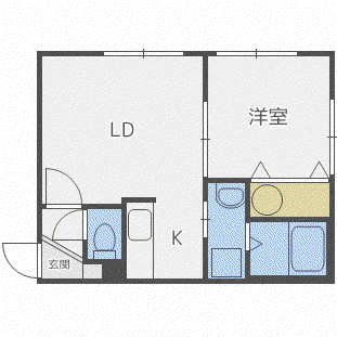 /ラカーサフェリーチェ発寒(1LDK/4階)の間取り写真