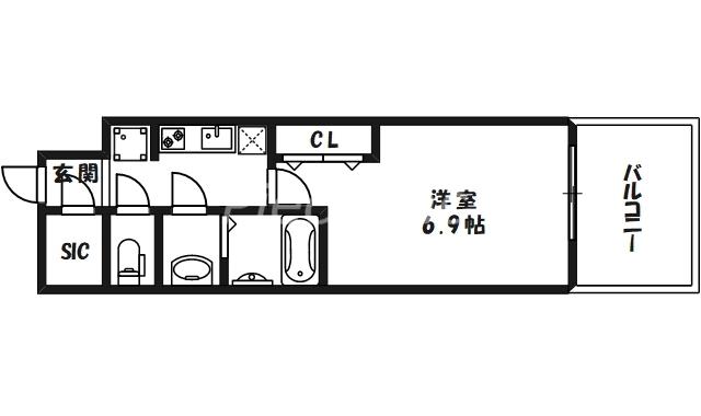 ビガーポリス417天満橋Ⅱ(ワンルーム/7階)の間取り写真