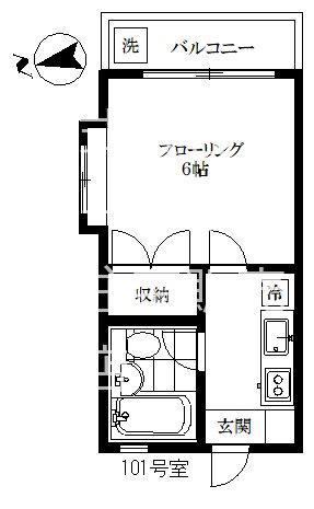 レジース奥沢(1K/1階)の間取り写真