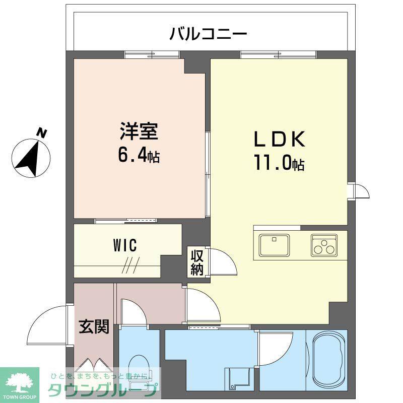 エクラージュ湘南(1LDK/2階)の間取り写真