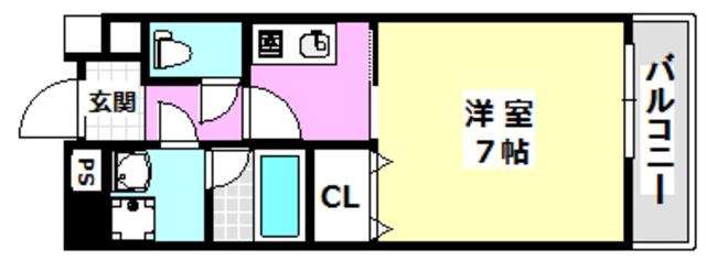 ブロッサム茨木(1K/5階)の間取り写真