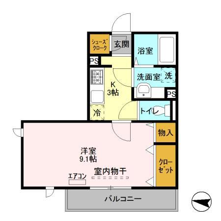 SKカンビアーレ(1K/3階)の間取り写真